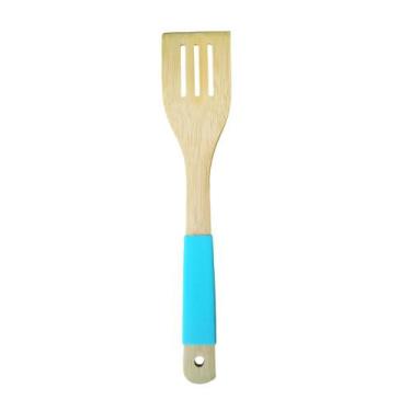 Imagem de Espátula Vazada de Bambu Pegada Silicone 30cm - Wincy, Verde