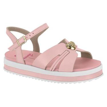 Imagem de Sandália Molekinha Infantil Plataforma Com Detalhe Dourado Rosa, Rosa,
