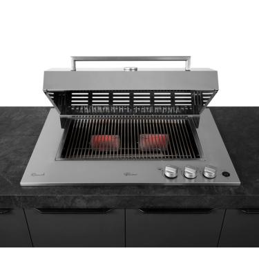 Imagem de Churrasqueira Cooktop a Gás de Embutir Aço Inox com Tampa Grelha Argentina e Espeto Rotativo Fischer Bivolt