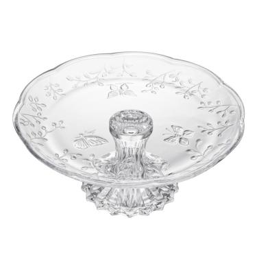 Imagem de Prato para Bolo com Pé New Butterfly 27cm Cristal Ecológico Transparente para Sobremesa 2,4L Lyor