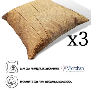 Imagem de Kit 3 Almofadas Corano Para Sofá Sala Alto Padrão Luxo 40x40cm - MARIJ