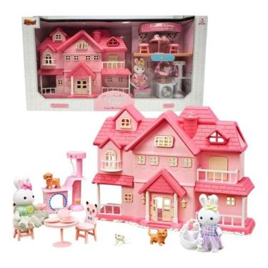 Imagem de Casinha Feliz Casa De Campo Tipo Sylvanian Famillie Coelho + 3 pets Li