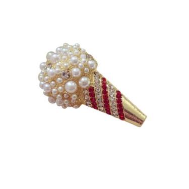 Imagem de Broche Balde de Pipoca com Pedras e Pérolas - - Pistache Acessórios, D