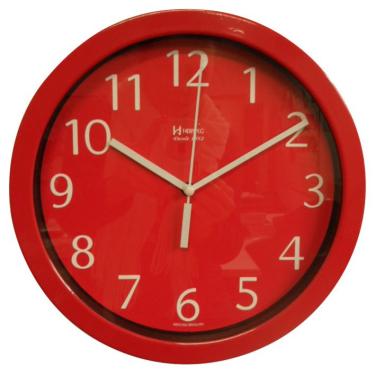 Imagem de Relógio 6718 de Parede Alumínio 25 cm Vermelho Vidro Herweg