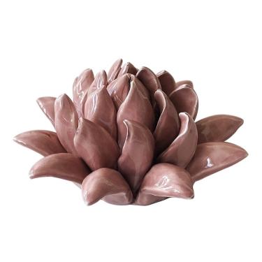 Imagem de Flor Decorativa Rosa Em Cerâmica Btc Decor 12x6,4cm