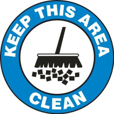 Imagem de Accuform Signs MFS869 Placa adesiva de vinil antiderrapante para chão redondo, legenda "Keep This Area Clean", 20 cm de diâmetro, azul/preto/branco