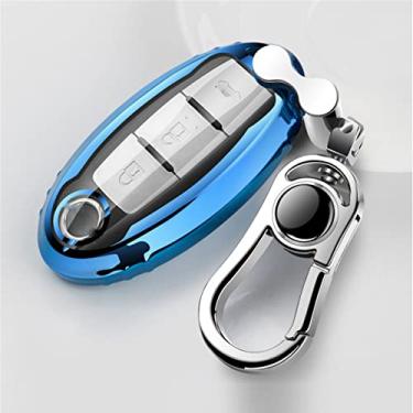 Imagem de SELIYA Capa para chave de carro de TPU, adequada para Nissan Altima Maxima Sentra Teana 2007-2018 com botão remoto, azul