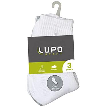 Imagem de Lupo Walk Cano Médio, Kit 3 Meias Masculino, Branca/Branca/Branca, 37 A 40