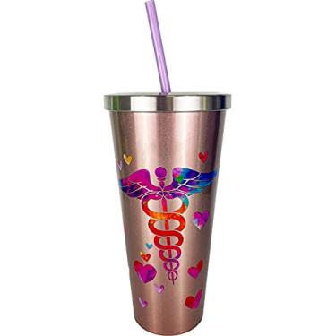 Imagem de Spoontiques - Copo de aço inoxidável Nurse com canudo - Copo de aço inoxidável de 680 g