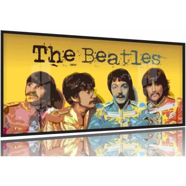 Imagem de Quadro Decorativo The Betlles Musica 130x60 Moldura Preta 2x2