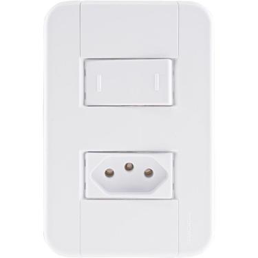 Imagem de Conjunto 4x2 com 1 Interruptor 10 A 250 V e 1 Tomada 2P+T 20 A 250 V Tramontina Tablet Branco