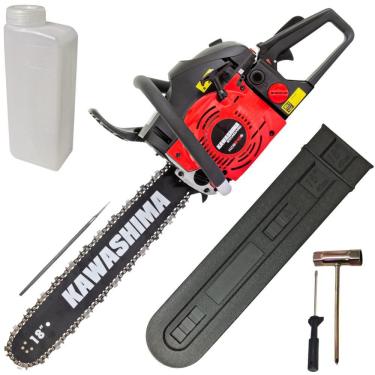 Imagem de Motosserra À Combustão Kawashima KCS-610S 61,5cc 2 Tempos Com Sistema Antivibratório, Sabre de 18 Polegadas e Corrente 64 Elos Para Cortes Precisos