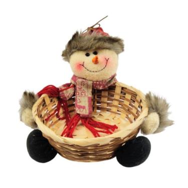 Imagem de Cesta Petisco Boneco De Neve Cestinha Mesa Natal 18X20Cm Vm