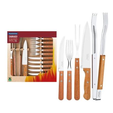 Imagem de Kit Churrasco 15 Peças Tramontina 22399028 Madeira Natural