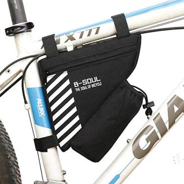 Imagem de AKT Bolsa de bicicleta triangular à prova d'água Bolsa frontal de ciclismo Bolsa de bicicleta Bolsa de armação Acessórios de bicicleta, Preto