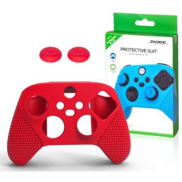 Imagem de Capa Case Silicone Protetor Para Controle Xbox One Xbox Series + 2 Grip - Vermelho