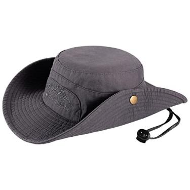 Imagem de Obling Chapéu de sol, chapéu de pesca UPF 50 aba larga chapéu chapéu safari boonie cinza