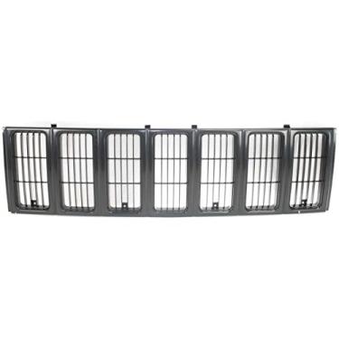 Imagem de DAT AUTO PARTS Substituição do painel de inserção do conjunto da grade dianteira para Jeep Cherokee 1997-2001 tamanho médio SE/Sport modelo preto acabamento Prime CH1200208 55055150