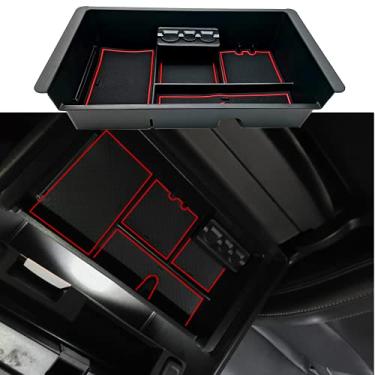Imagem de JOJOMARK Acessórios para GMC Sierra 2014-2018 (2015-2020) Yukon/Chevy Tahoe Silverado Suburban Console Console Organizador, caixa de armazenamento para apoio de braço compatível com veículos GM substitui 22817343 (vermelho)