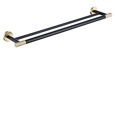 Imagem de Barra de toalha dupla de aço inoxidável montada na parede toalheiro preto escovado ouro acessórios para porta-toalha de banheiro ouro rosa, barra de toalha dupla BG