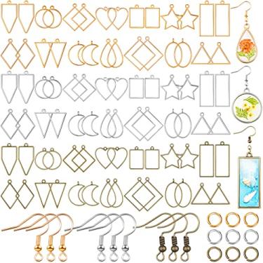 Imagem de 264 peças de kits de bisel aberto para fabricação de joias de resina com moldura oca pingentes de resina artesanato molduras geométricas sortidas para colar de resina brinco, Resina, resina