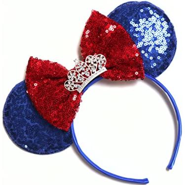 Imagem de CLGIFT Snow White Tiara Minnie Ears, Snow White Ears,Blue Yellow Minnie Ears, Princess Mickey Ears, Blue Minnie Ears