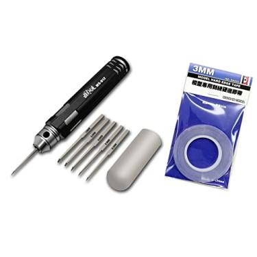 Imagem de ANSAI Lâminas de marcação a laser Model Scriber 0,2/0,4/0,6/0,8/1,0 mm com tampa de borracha + fita adesiva entalhada 3 mm x 30 m, linha de rabisco, para gravado, linha de painel, resina GK, modelo em