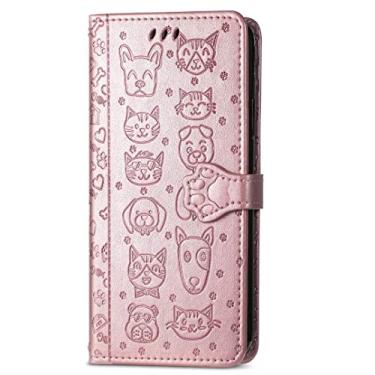 Imagem de BoerHang Capa para Motorola Moto E22, capa de couro carteira flip com slot para cartão, couro PU premium, capa de telefone com suporte para Motorola Moto E22. (ouro rosa)