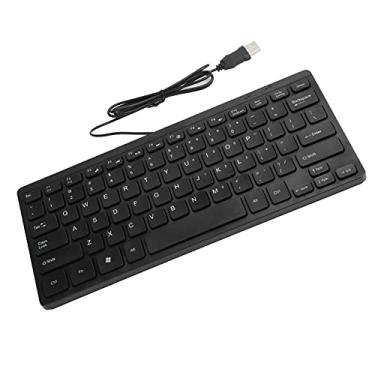 Imagem de Teclado com fio, teclado multimídia impermeável USB ultrafino mini acessórios para laptop, preto