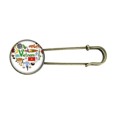 Imagem de Vietnã Amor Coração Landscap Bandeira Nacional Retro Metal Broche Broche Broche Clipe Joias