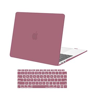 Imagem de MOSISO Compatível com MacBook Air 13 polegadas 2022 2021 2020 2019 2018 versão A2337 M1 A2179 A1932 Touch ID, capa rígida de plástico e capa de teclado para MacBook Air 13,3 polegadas, rosa pétala de