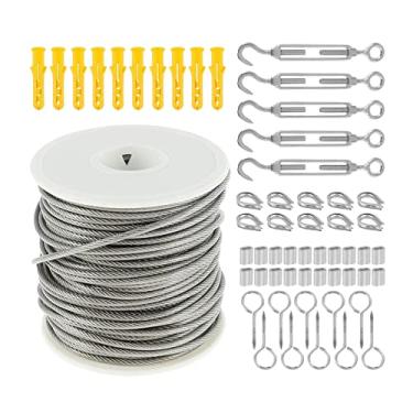 Imagem de #N/a Kit de fio de trilho de cabo de 30 m portátil multifuncional cabo de pvc durável kit de cabo de aço inoxidável durável para jardim candelabro tenda