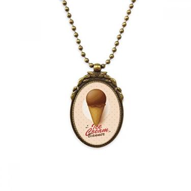 Imagem de DIYthinker Colar de casquinha de sorvete marrom com pingente de contas vintage