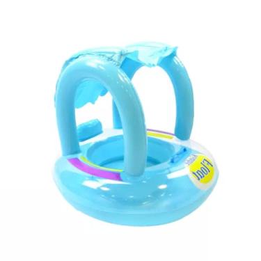 Imagem de Boia infantil com cobertura bebê piscina bote fralda (Azul)
