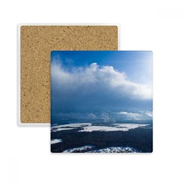 Imagem de Sunshine Blue Sky Clouds Tapete de porta-copos quadrado para caneca subplaca suporte isolante pedra