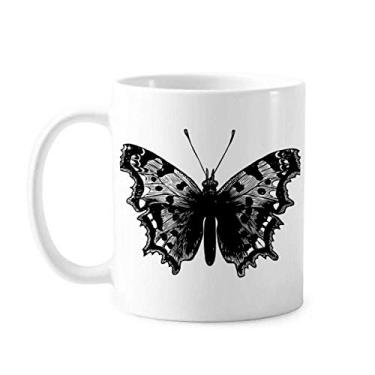 Imagem de Amostra de borboleta preta Art Deco presente Caneca moderna cerâmica café porcelana copo talheres