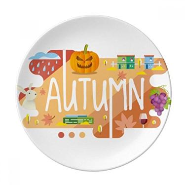 Imagem de Prato de ilustração de estação de outono decorativo de porcelana Salver louças de jantar