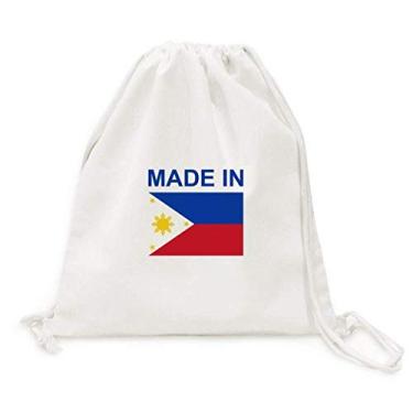 Imagem de Mochila de lona feita nas Filipinas Country Love com cordão, bolsas de compras para viagem