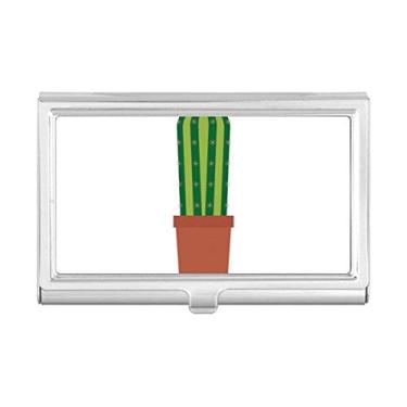 Imagem de Porta-cartão de visita com planta em vaso verde suculentas de cacto, caixa de bolso