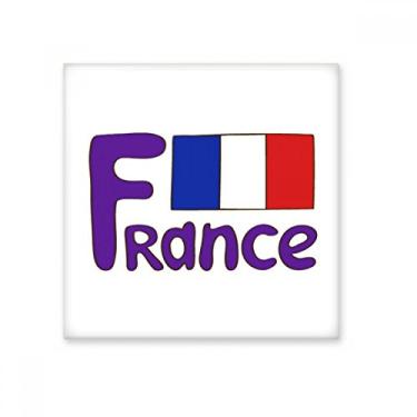 Imagem de Bandeira nacional da França com padrão azul azulejo de cerâmica brilhante decalque vitrificado pedra adornada