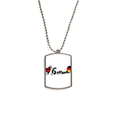 Imagem de DIYthinker I Love Colar de aço inoxidável com pingente de bandeira do mundo alemã com pingente para cachorro