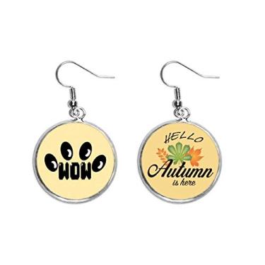 Imagem de Bellen Yip Bark Onomatopeeia brinco pendente folha outono joia