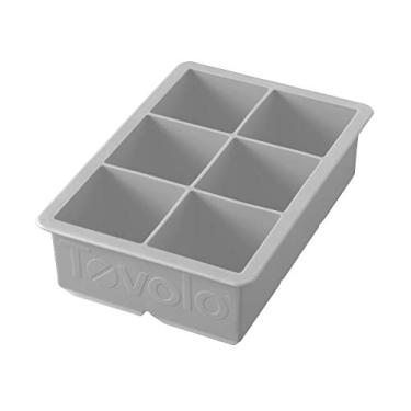 Imagem de Tovolo Bandeja grande para freezer de molde de gelo King Craft com cubos de 5 cm para uísque, bebidas alcoólicas, bebidas alcoólicas, silicone livre de BPA, único, cinza ostra