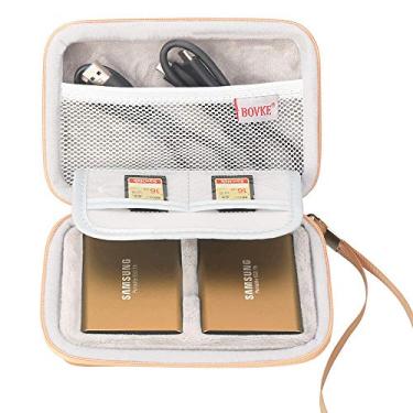 Imagem de Bolsa de transporte BOVKE 2 em 1 para Samsung T5 T3 T1 portátil 250 GB 500 GB 1 TB 2 TB SSD USB 3.1 Tipo C Disco rígido externo de estado sólido, ouro