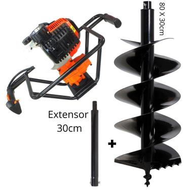 Imagem de Perfurador de Solo Vulcan Trent VPS520 2T 52cc 2,5hp Alta Resistência e Ideal Para Todos Tipos de Solo com Broca 80x30cm + Extensor de 30cm