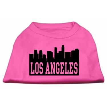 Imagem de Mirage Pet Products Camiseta com estampa de tela do horizonte de Los Angeles de 35,5 cm, grande, rosa brilhante