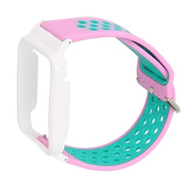 Imagem de Pulseira de Relógio de Silicone, Pulseira de Relógio Estilosa Substituição de Capa Macia para Corrida (Estojo Rosa Verde e Branco)