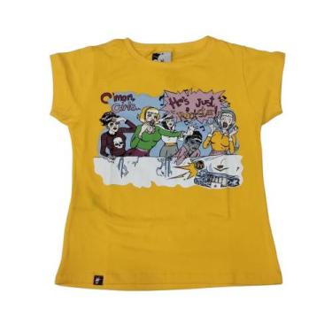 Imagem de Baby Look Blusinha Rockstar Girls Camiseta Feminina Amarela Bm -  Belo