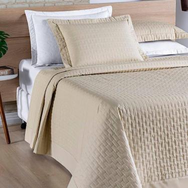 Imagem de Cobre Leito Harmonia Casal Padrão Tecido Percal 200 Fios Algodão Premium Luxo Toque Macio - Cáqui