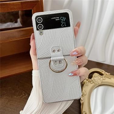 Imagem de Capa dobrável para Samsung Galaxy Z Flip 5 ZFlip 4 ZFlip 3 Capa de couro para Samsung Z Fold5 Z Fold4 Z Fold3 com capa de fivela de anel, prata, para Samsung Z Fold3